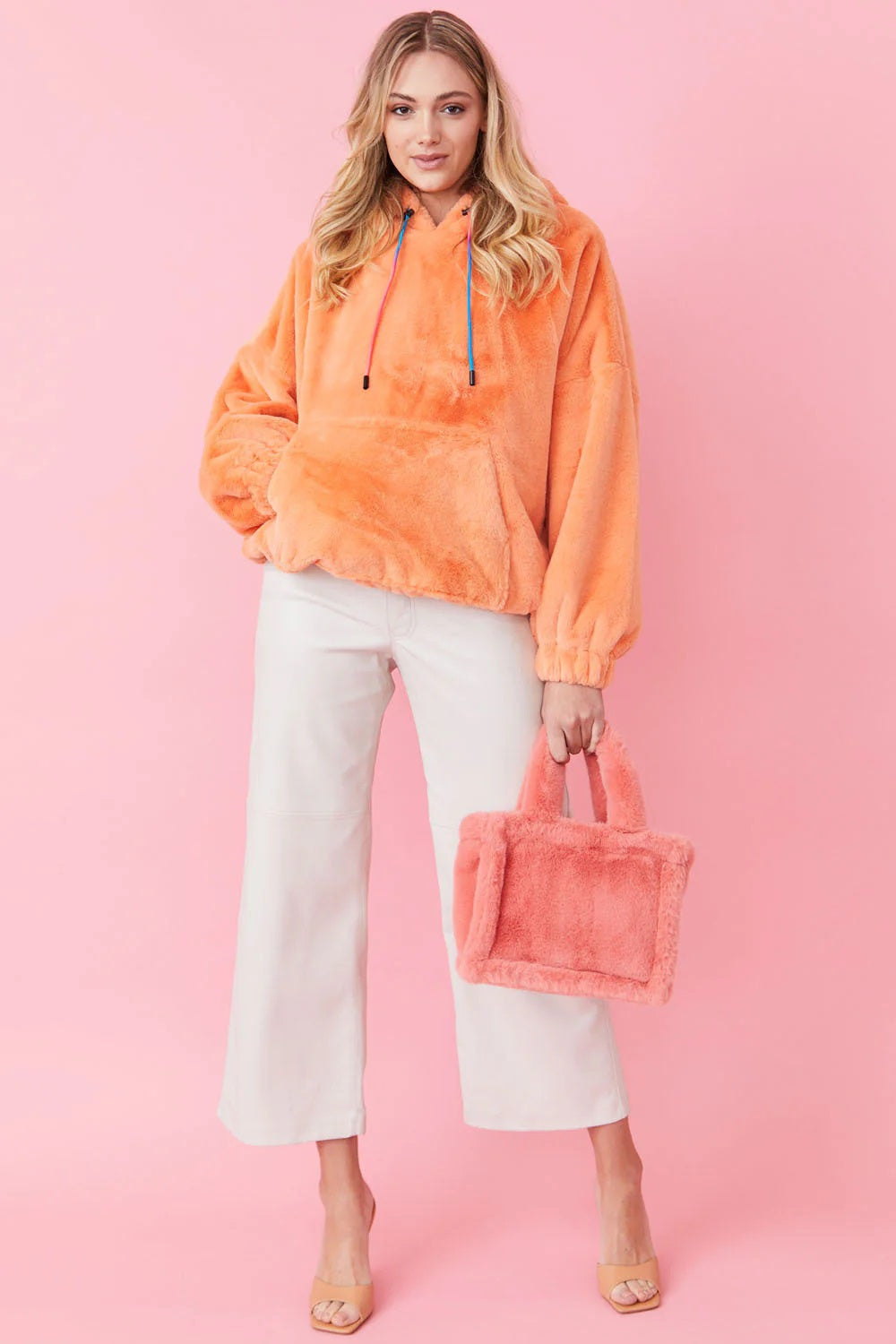 Faux Fur Oversized Orange Hoodie-Tops-Buy Me Fur Ltd-S-M-Orange-Faux Fur-Urbanheer