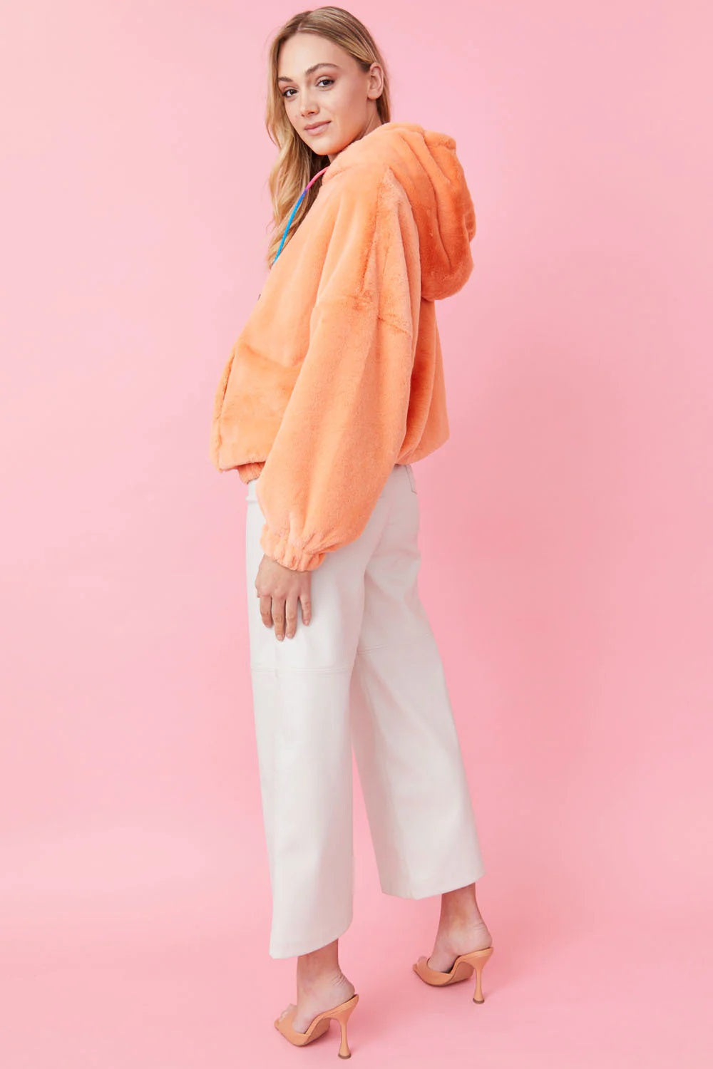 Faux Fur Oversized Orange Hoodie-Tops-Buy Me Fur Ltd-S-M-Orange-Faux Fur-Urbanheer