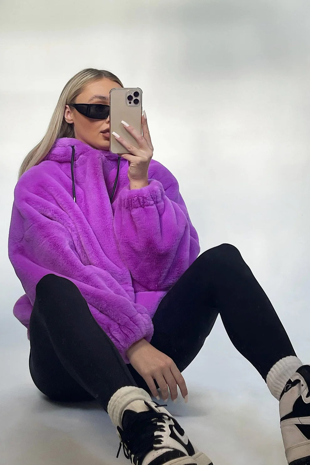 Faux Fur Oversized Purple Hoodie-Tops-Buy Me Fur Ltd-One Size-Purple-Faux Fur-Urbanheer