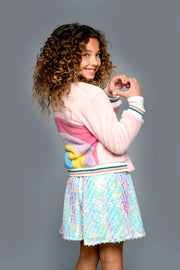 Faux Fur Rainbow Jacket-Jacket-Hannah Banana-7-Pink Multi-Urbanheer