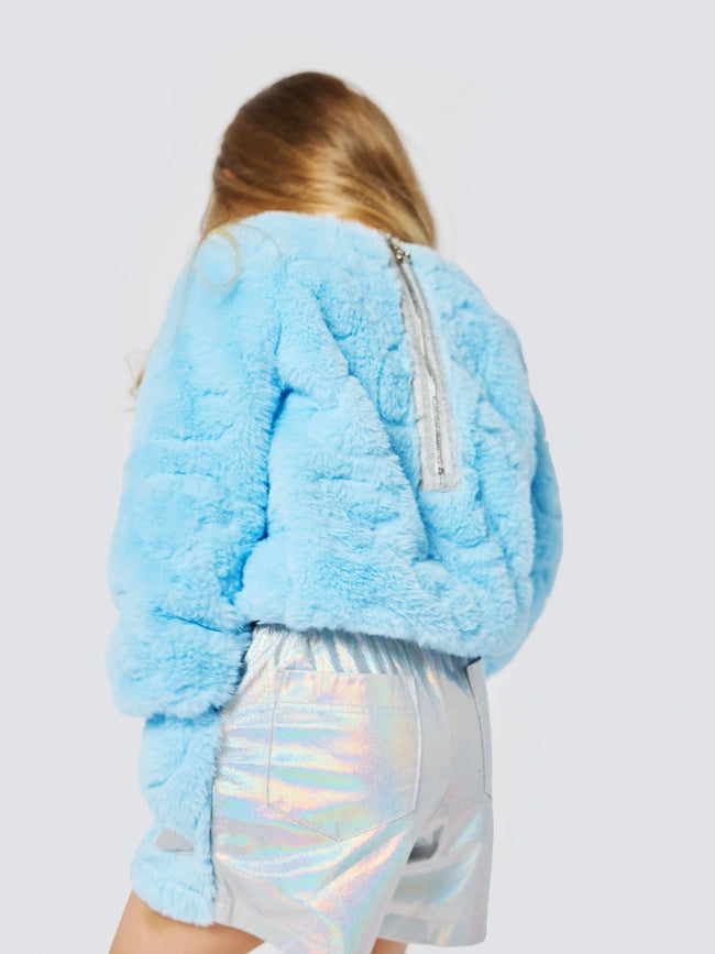 Faux Fur Top w/ Embossed Hearts and Heart Trim-Top-Hannah Banana-12M-LIGHT BLUE-Urbanheer