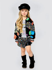 Faux Fur and Sequin Bomber Jacket-Jacket-Hannah Banana-12M-IVORY MULT-Urbanheer