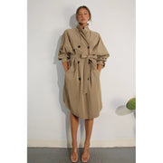 Faux Leather Canvas Trench Coat-Coat-Mulla-S-KHAKI-Urbanheer