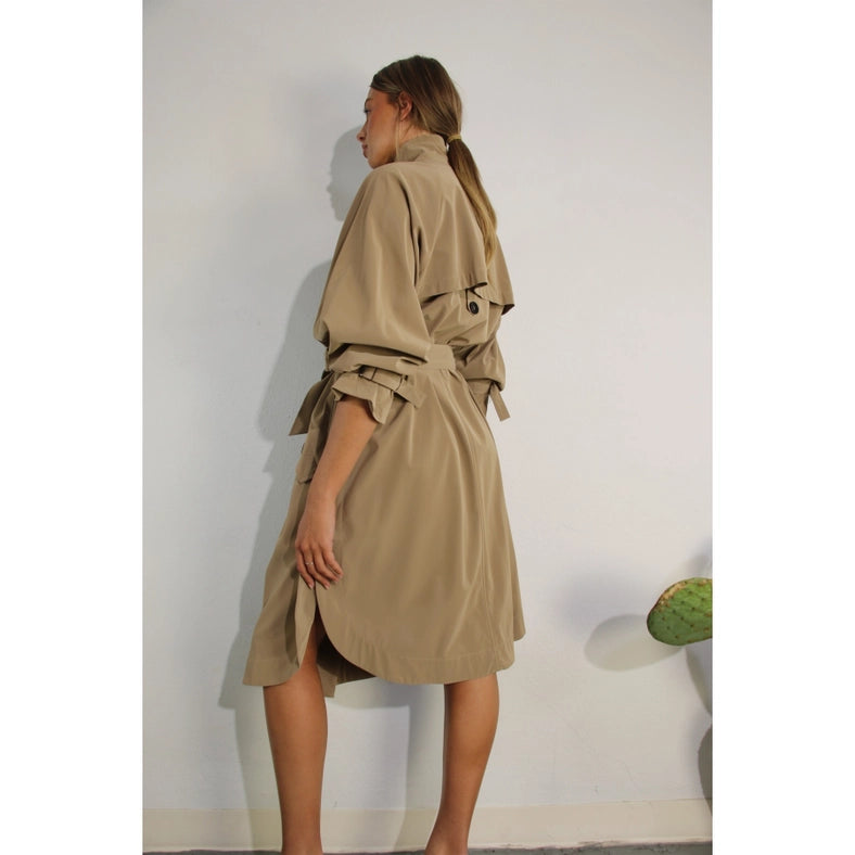 Faux Leather Canvas Trench Coat-Coat-Mulla-S-KHAKI-Urbanheer