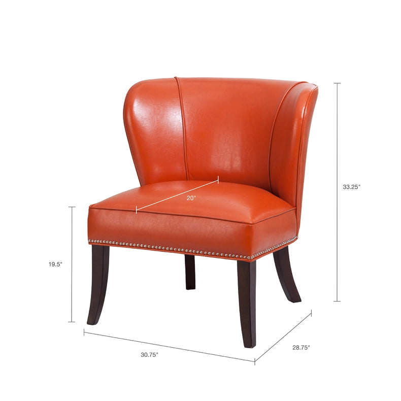 Faux Leather Concave Armless Accent Chair, Orange *-Chair-Olliix-30.75"W x 28.75"D x 33.25"H-Urbanheer