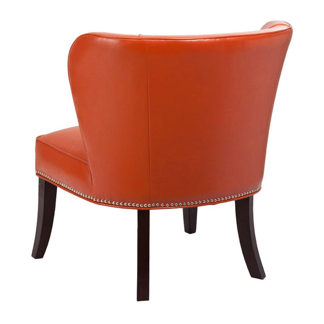 Faux Leather Concave Armless Accent Chair, Orange *