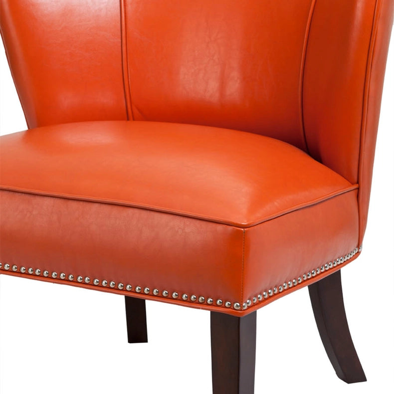 Faux Leather Concave Armless Accent Chair, Orange *-Chair-Olliix-30.75"W x 28.75"D x 33.25"H-Urbanheer