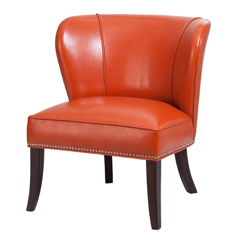 Faux Leather Concave Armless Accent Chair, Orange *-Chair-Olliix-30.75"W x 28.75"D x 33.25"H-Urbanheer