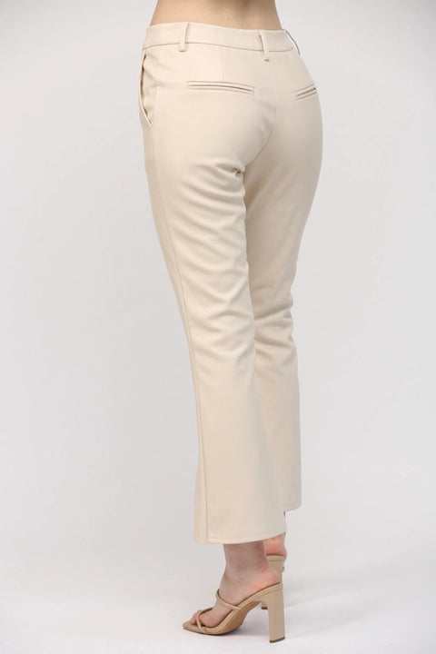 Faux Leather Flare Pants-Pants-FATE-S-ECRU-Urbanheer