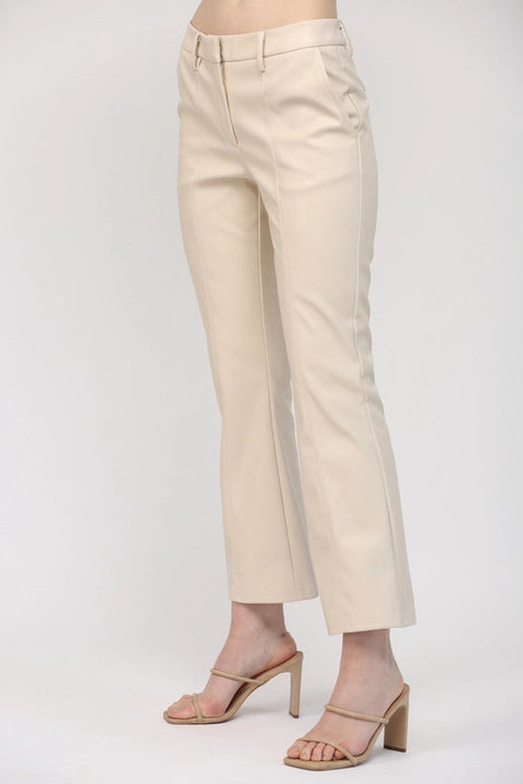 Faux Leather Flare Pants-Pants-FATE-S-ECRU-Urbanheer