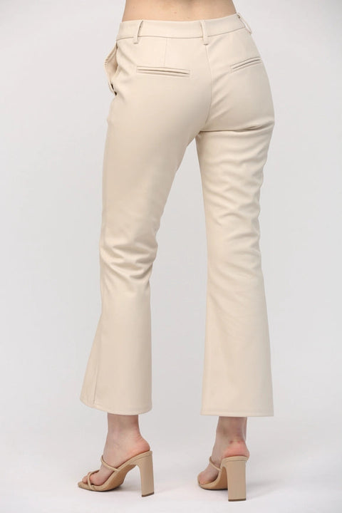 Faux Leather Flare Pants-Pants-FATE-S-ECRU-Urbanheer