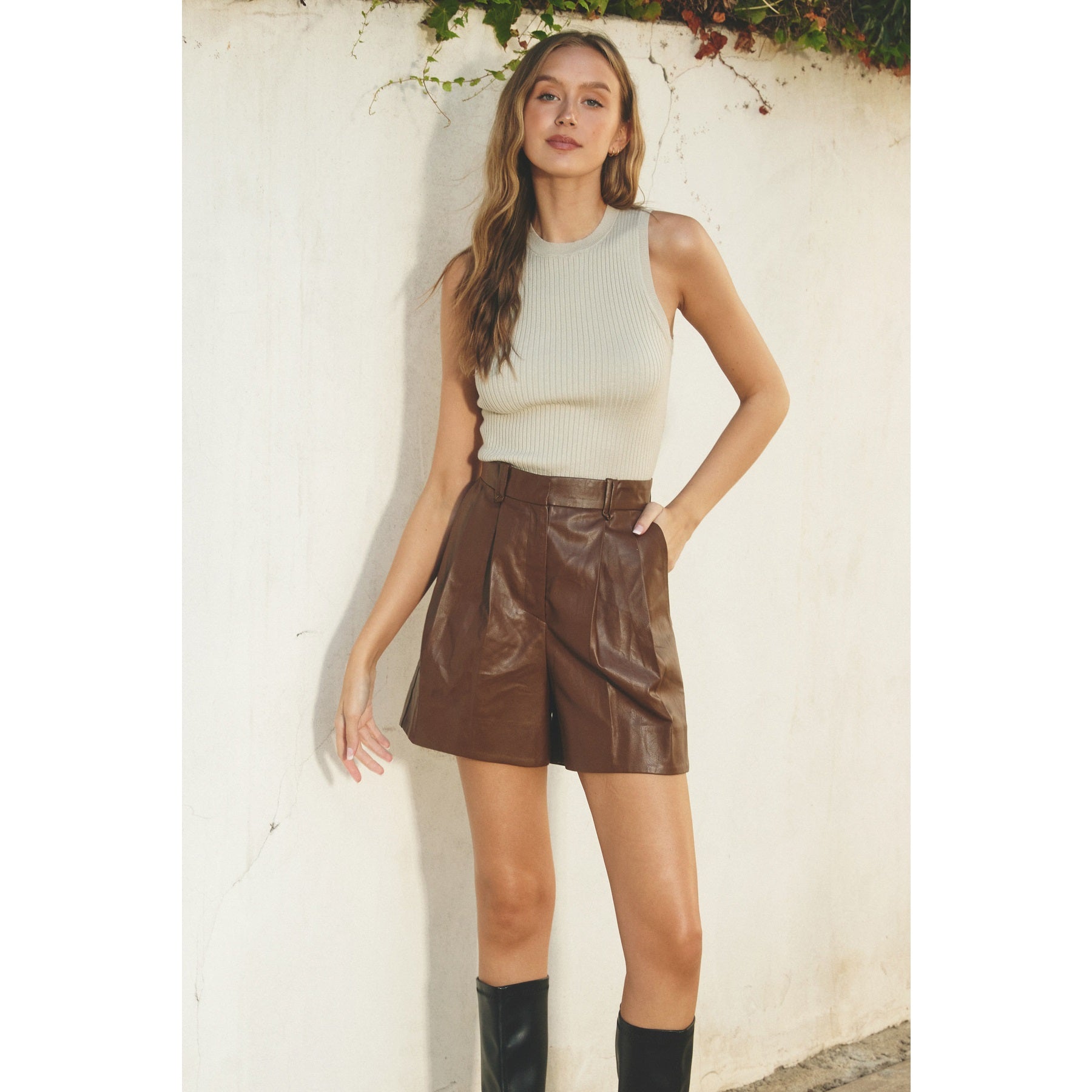 Faux Leather High Waist Shorts