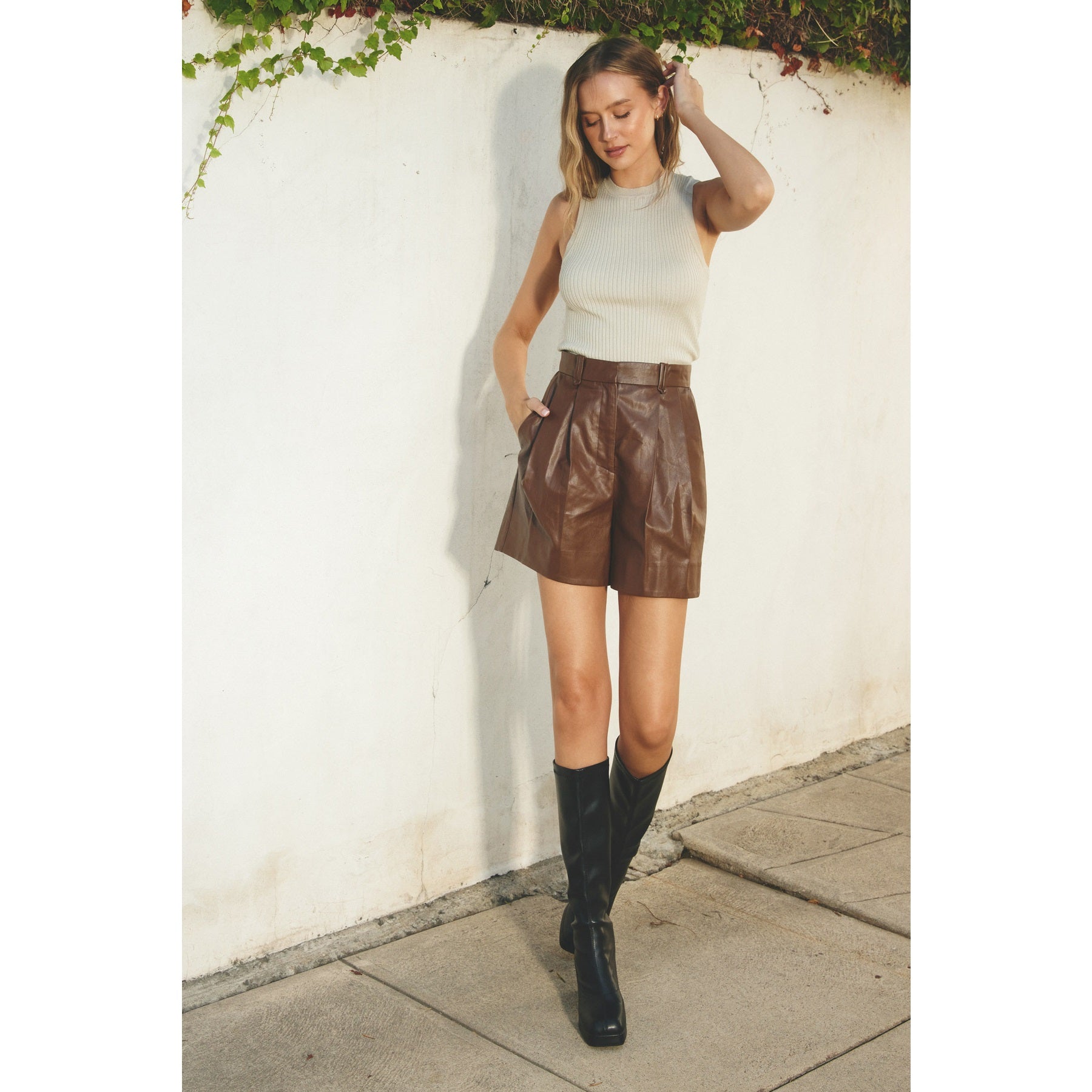 Faux Leather High Waist Shorts