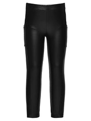 Faux Leather Leggings with Side Pocket-Leggings-Hannah Banana-12M-Black-Urbanheer
