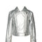 Faux Leather Metallic Moto Jacket with Fringe Back Detail-Jacket-Hannah Banana-12M-SILVER-Urbanheer
