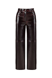 Faux Leather Pants-Pants-NOCTURNE-S-Burgundy-Urbanheer
