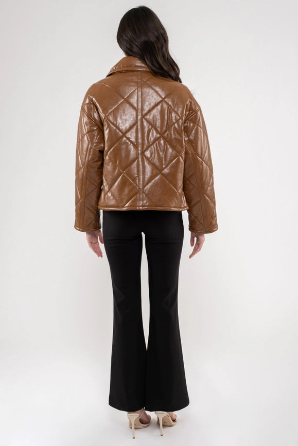 Faux Leather Quilted Jacket-Jacket-Moon River-Urbanheer
