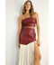 Faux Leather Top And Pleated Slit Skirt Set WINE-Set-Mulla-S-WINE-Urbanheer