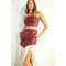 Faux Leather Top And Pleated Slit Skirt Set WINE-Set-Mulla-S-WINE-Urbanheer