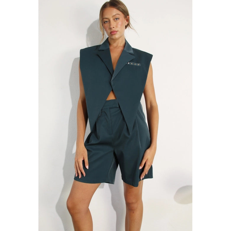 Faux Leather Vest DEEP GREEN-Vest-Mulla-S-DEEP GREEN-Urbanheer