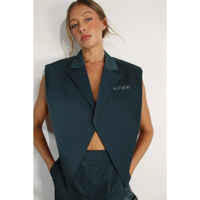 Faux Leather Vest DEEP GREEN-Vest-Mulla-S-DEEP GREEN-Urbanheer