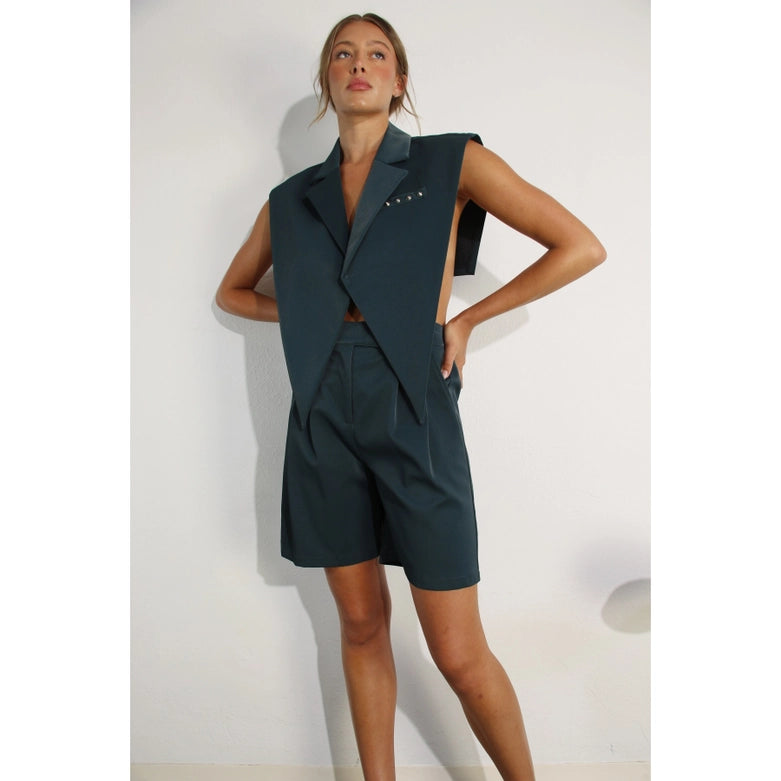 Faux Leather Vest DEEP GREEN-Vest-Mulla-S-DEEP GREEN-Urbanheer