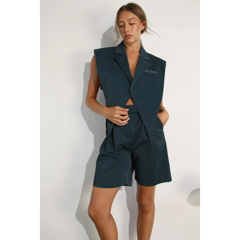 Faux Leather Vest DEEP GREEN-Vest-Mulla-S-DEEP GREEN-Urbanheer