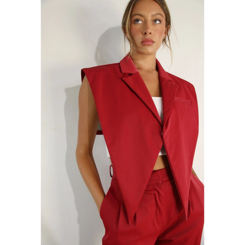 Faux Leather Vest RED WINE-Vest-Mulla-S-RED WINE-Urbanheer