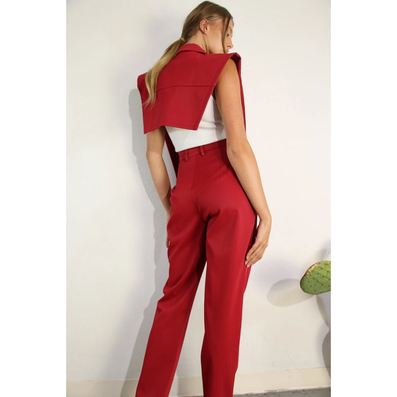 Faux Leather Vest RED WINE-Vest-Mulla-S-RED WINE-Urbanheer