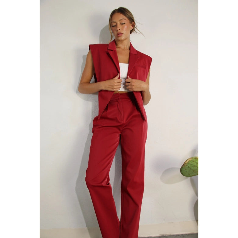 Faux Leather Vest RED WINE-Vest-Mulla-S-RED WINE-Urbanheer