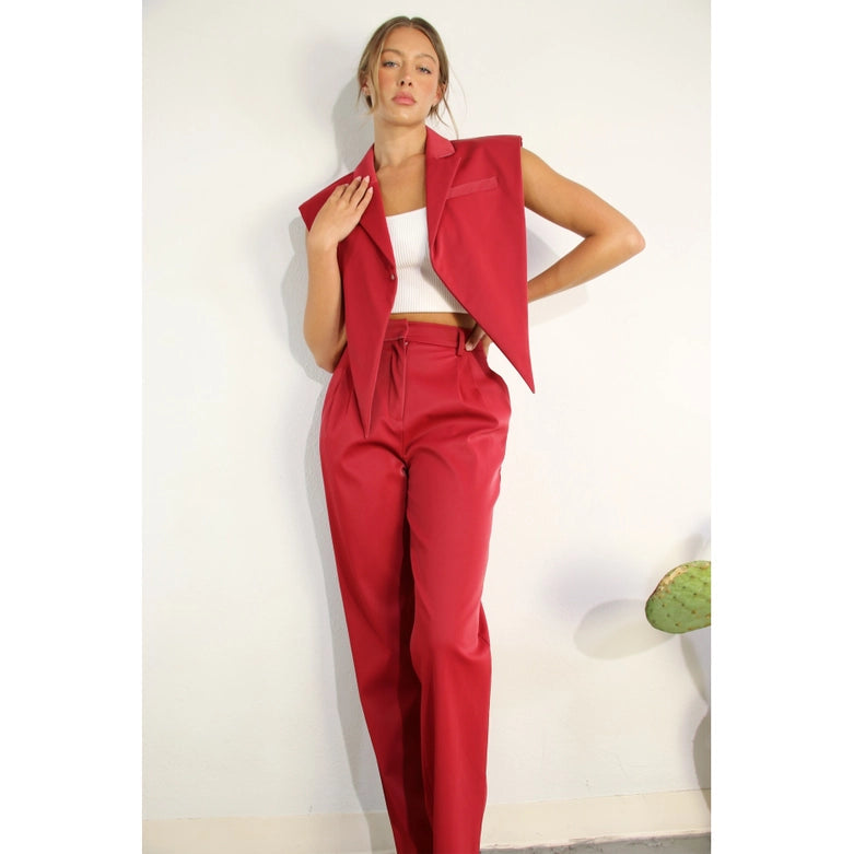 Faux Leather Vest RED WINE-Vest-Mulla-S-RED WINE-Urbanheer