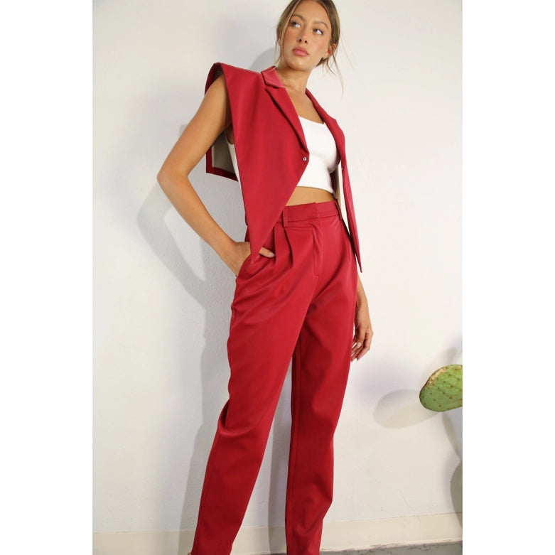 Faux Leather Vest RED WINE-Vest-Mulla-S-RED WINE-Urbanheer