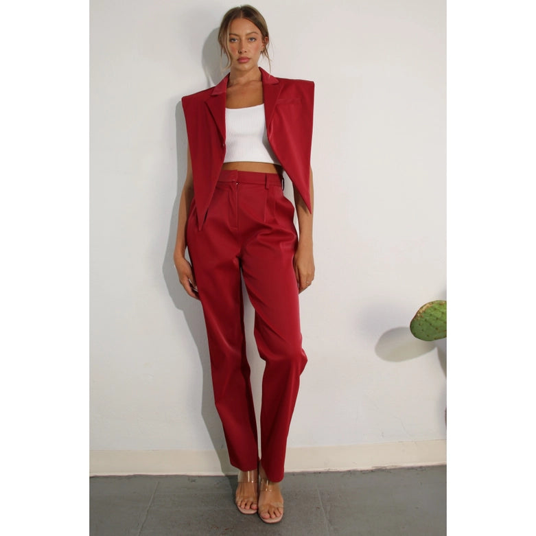 Faux Leather Vest RED WINE-Vest-Mulla-S-RED WINE-Urbanheer