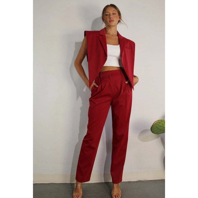 Faux Leather Vest RED WINE-Vest-Mulla-S-RED WINE-Urbanheer