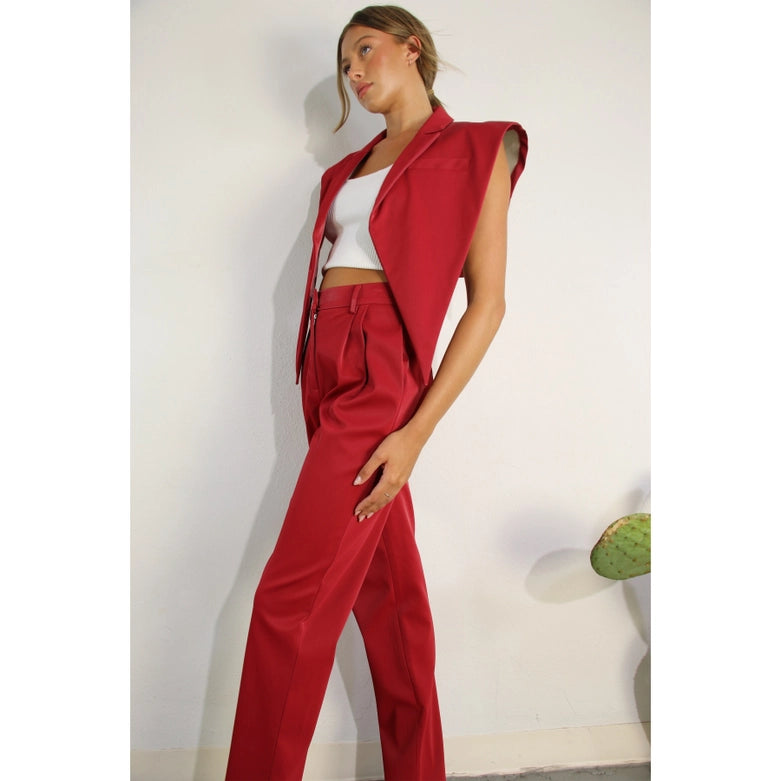 Faux Leather Vest RED WINE-Vest-Mulla-S-RED WINE-Urbanheer