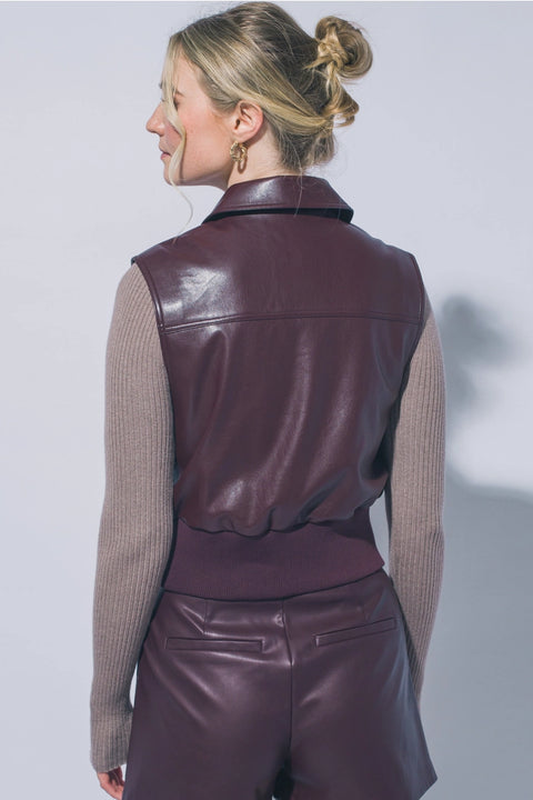 Faux Leather Zip Up Vest