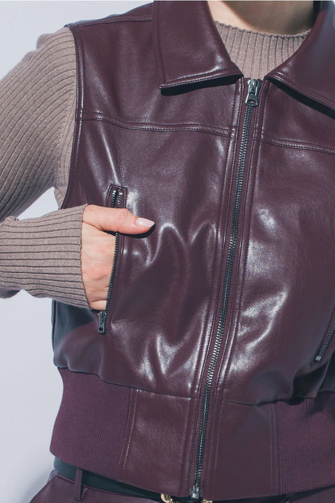 Faux Leather Zip Up Vest