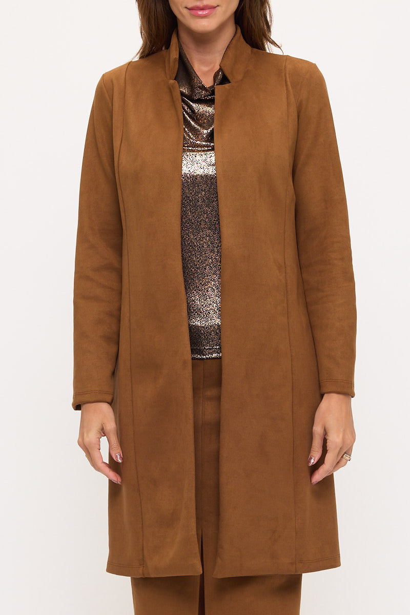 Faux Suede Open Cardigan-1