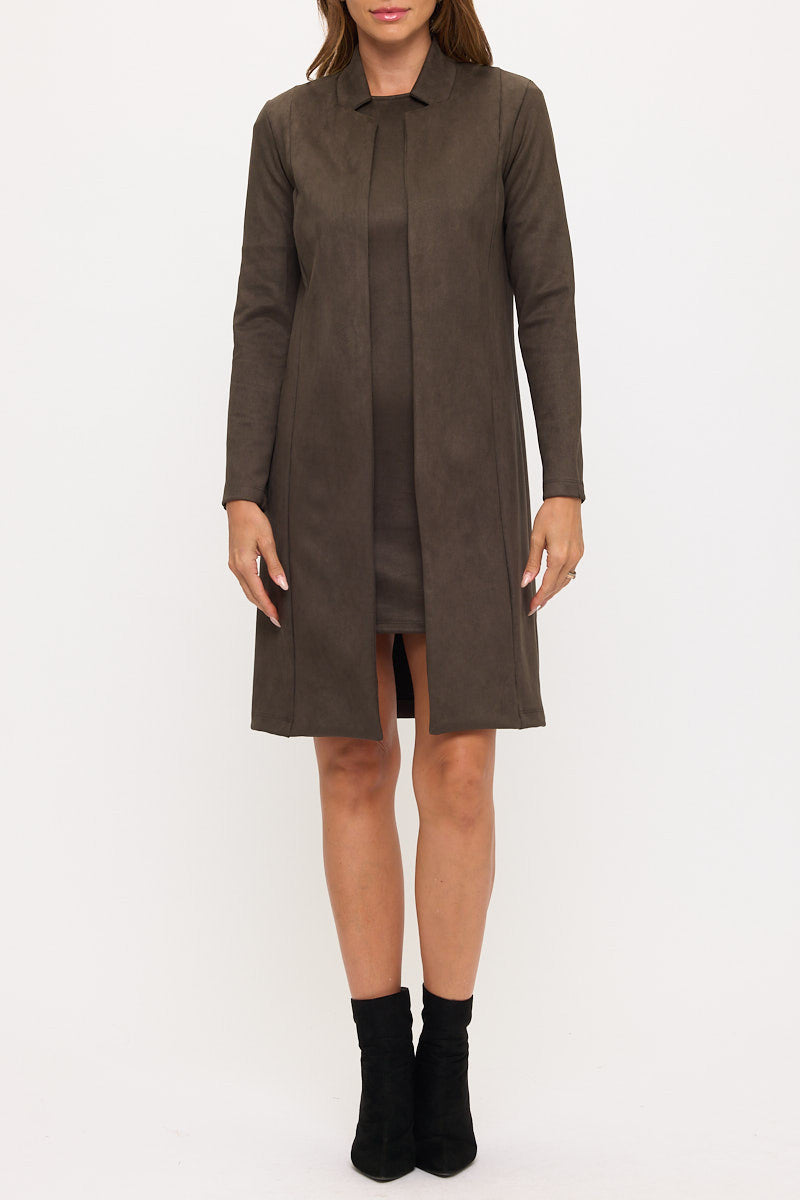 Faux Suede Open Cardigan-1