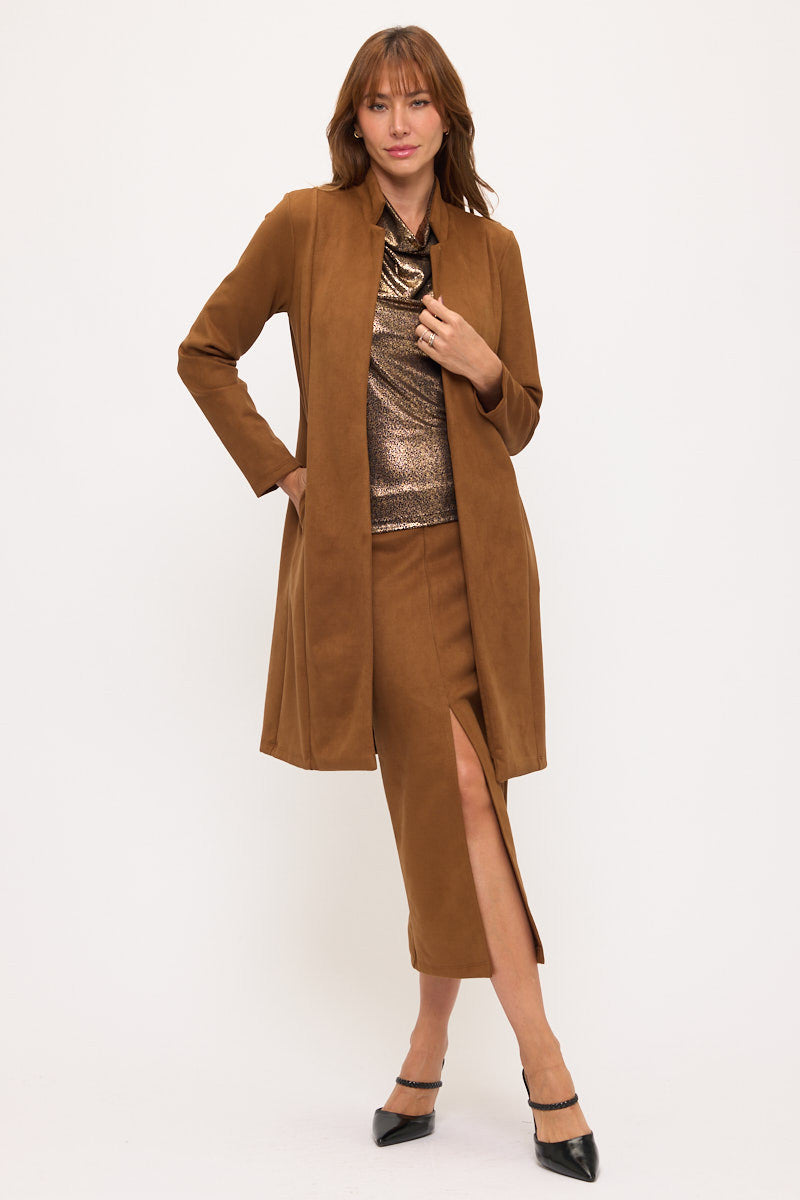 Faux Suede Open Cardigan-0