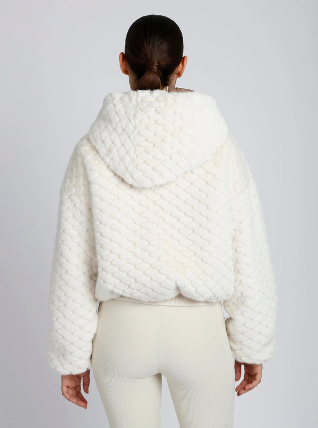 Fawn Reversible Faux Fur Hoodie - Taupe-Hoodie-Blanc Noir-M-White/Warm Taupe-Urbanheer