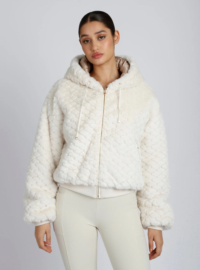 Fawn Reversible Faux Fur Hoodie - Taupe-Hoodie-Blanc Noir-M-White/Warm Taupe-Urbanheer