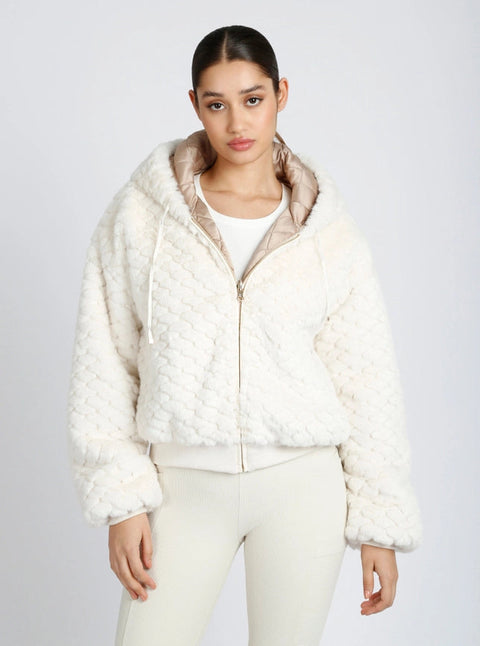 Fawn Reversible Faux Fur Hoodie - Taupe-Hoodie-Blanc Noir-M-White/Warm Taupe-Urbanheer