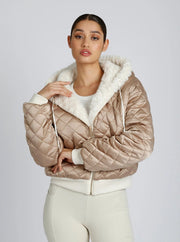 Fawn Reversible Faux Fur Hoodie - Taupe-Hoodie-Blanc Noir-M-White/Warm Taupe-Urbanheer