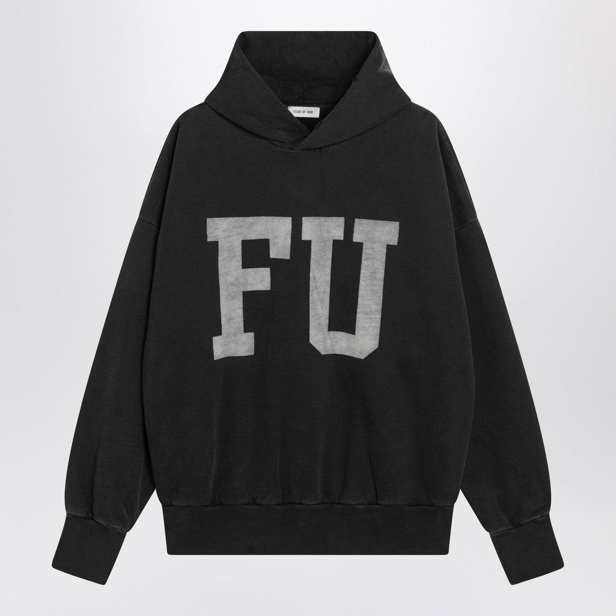 Fear of God Black vintage-effect FU hoodie