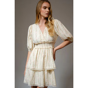 Feminine Floral Wrap Smocked Waist Mini Dress-Dress-Apolline-S-NATURAL MULTI-Urbanheer