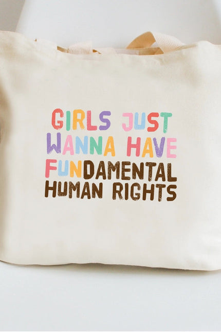 Feminist Tote Bag Girls Just Wanna Have Fun Girl Power Totes-Bag-P E T I T R U E-16"W x 14"H x 3"D-Urbanheer
