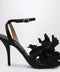 Ferragamo Black satin flower sandals