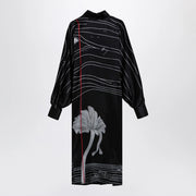 Ferragamo Black silk satin midi dress