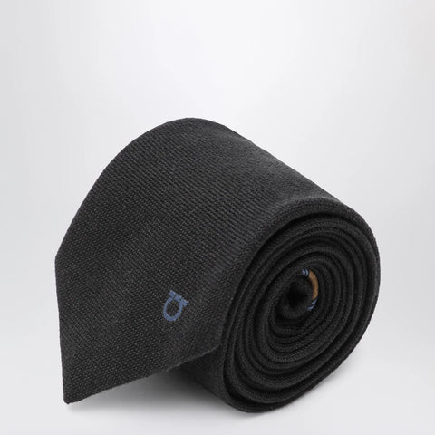 Ferragamo Dark grey Gancini jacquard tie